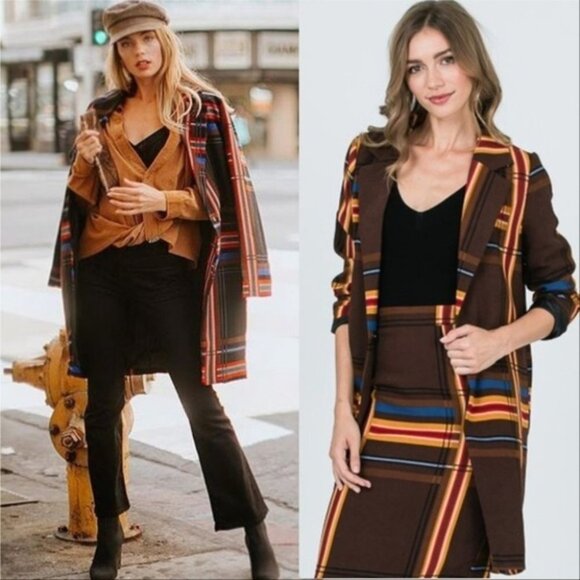 DIANA Plaid Print Coat Blazer - Picture 2 of 4